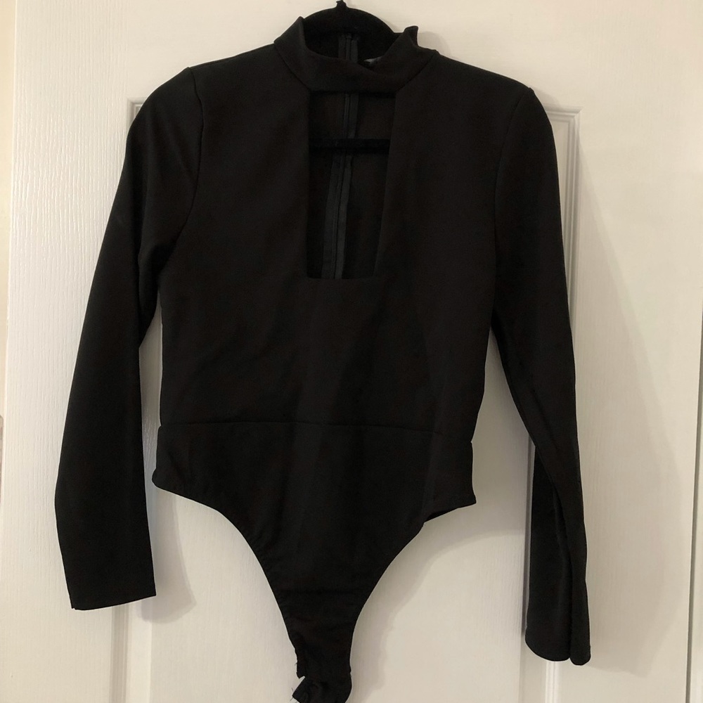 Missguided black deep square neck bodysuit